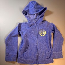 Danskin Now Girls Blue Heathered Zip Up Hoodie Cute Glitter Graphic Size XS 4-5