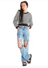 Aeropostale Juniors Distressed High-Rise Baggy Jeans Blue Sz. 10R New