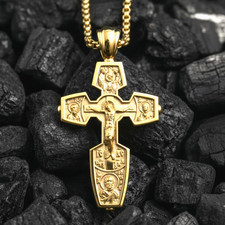 Saint Nicholas Orthodox Cross Pendant 925 Sterling Silver Necklace Gift For Her