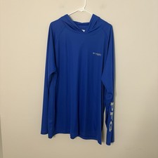 Columbia PFG Men  s XL Lightweight Blue Hooded Top Outdoors N5