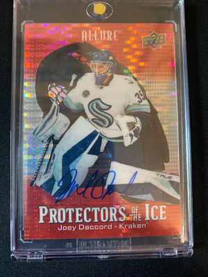 Joey Daccord 2024-25 Upper Deck Allure - Protectors of the Ice Red Auto