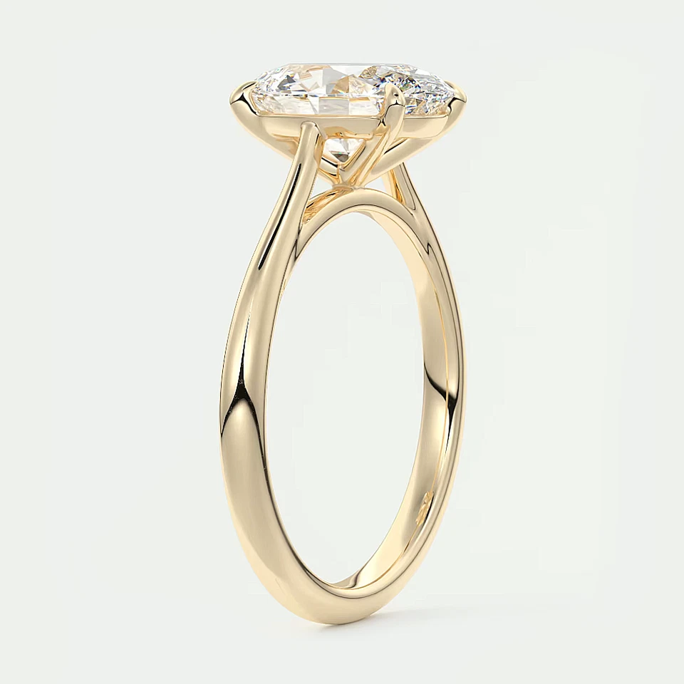 14k 黄金女式结婚戒指椭圆形钻石实验室种植 2 克拉 IGI 认证 — 第 4/4 张图片