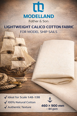 Calico Segeltuch Stoff leichte Baumwolle 460x900 mm Schiffsmodell Segel 1/48-1/98