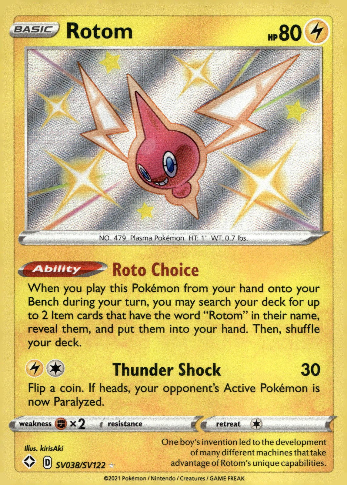 Rotom Shiny Holo Rare Shining Fates: Shiny Vault SV038/SV122 NM