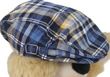 Janie and Jack Plaid Flat Cap Newsboy Hat Blue Plaid Size 12 to 24 Months NWOT