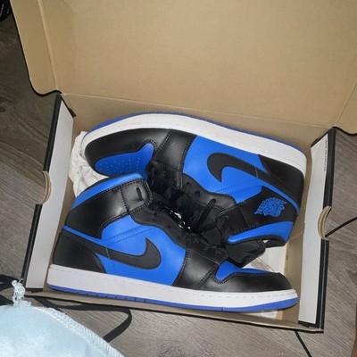 Jordan Air Jordan 1 Mid Men s Black/Blue/White Colorblock Leather Lace-Up