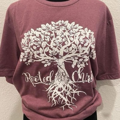 Rooted In Christ Faith Inspired Christian Women's T-shirt X-Large