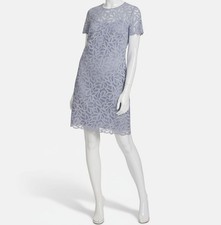 Calvin Klein Women's Blue Burnout Lace Jewel-Neck Dress Size 12