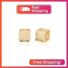 24pcs Adabele Austrian 6mm Faceted Cube Crystal Loose Beads Golden Yellow Champa