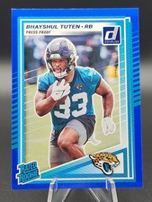 2025 Donruss Football Rated Rookie Bhayshul Tuten Press Proof Blue Jaguars RC