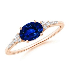 Blue Sapphire Gemstone 925 Silver Prong Eternity Engagement Ring Jewelry