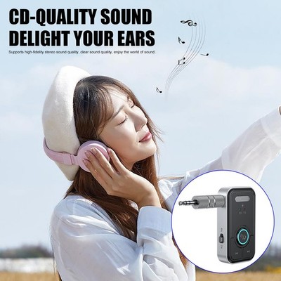 USB Wireless Bluetooth 5.3 Transmitter Receiver 2in1 Audio Adapter 3.5mm Aux Car