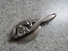 Vintage miniature silver (tone?) floral spoon bent into a bookmark