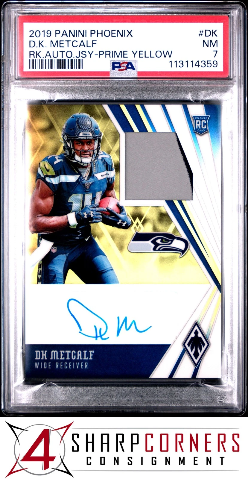 DK Metcalf Panini Phoenix Rookie Autograph Jersey #DK Prime Yellow