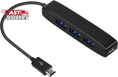 Auvipal 3-Port Micro USB OTG Hub Adapter (3 USB Ports + Power Port) for Fire Sti