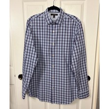 Banana Republic Blue Plaid Long Sleeve Button Down Men's Shirt Size M Tall