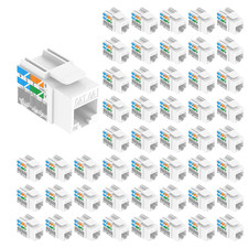 Cat6A RJ45 Keystone Jacks UL Listed 50-Pack, 110-Type UTP Modular Ethernet Jacks