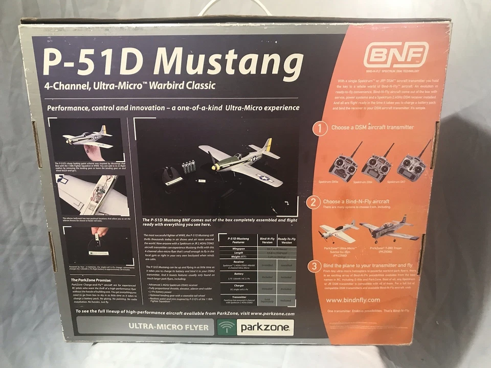 Parkzone P-51D Mustang BNF Ultra Micro Warbird Classic RC Radio Control Airplane - Image 2 of 4