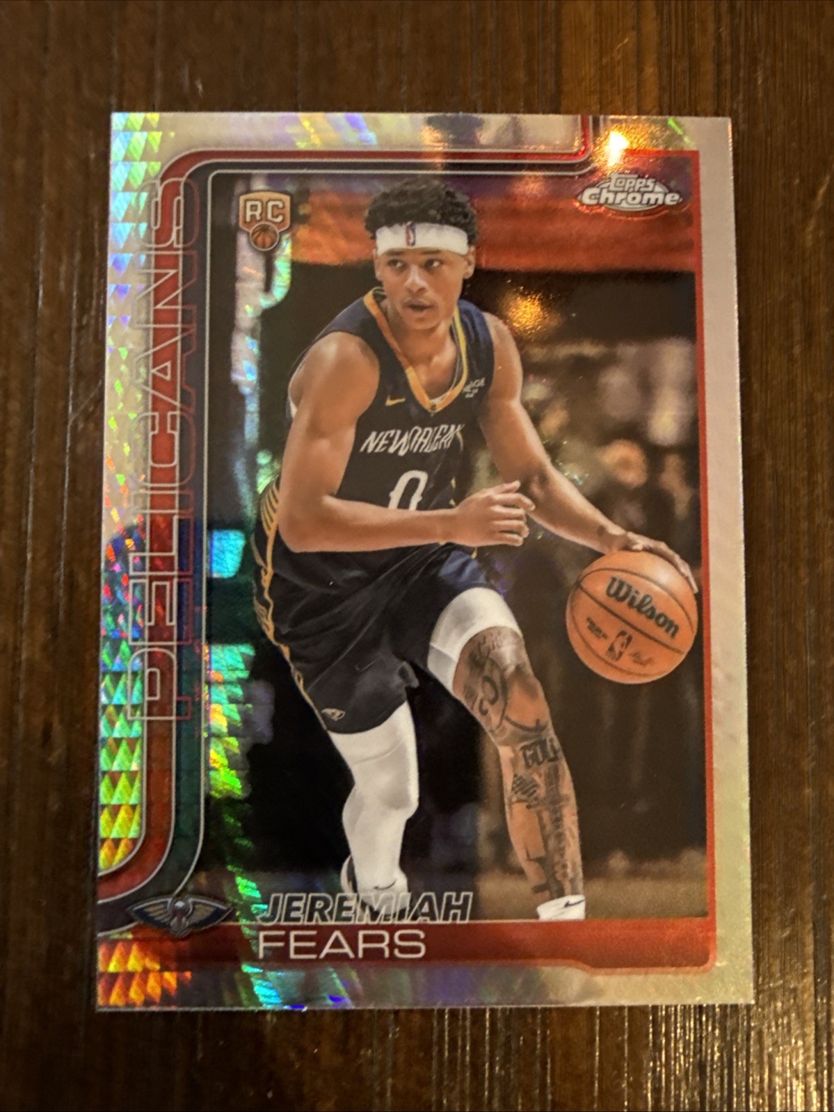 Jeremiah Fears 2025 Topps Chrome #257 Wave Refractor Rookie RC New Orleans