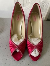 Brand New Paradox London Deep Pink Satin Peep Toe Stiletto Shoes UK 7 EU40