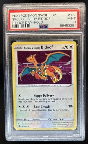 2021 Pokemon SWSH Black Star Promos Special Delivery Bidoof #SWSH177 PSA 9