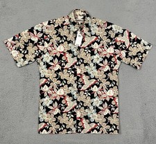 Vintage Campia Moda Men's Black All Over Floral Hawaiian Shirt Size S NWT