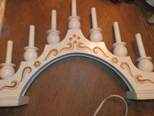 MCM Swedish 7 Light Candolier Wood Electric Candelabra 18.5x12x3" Vintage