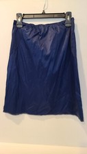 Vintage Van Raalte Navy Blue Skirt Slip-Sz Medium-Half Slip-Lace trim-Pull on