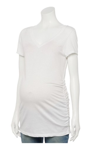 Maternity A:Glow Tee- Shirt V-Neck Women's Size Large Color White Short Sleeved. - 第 1/7 張圖片