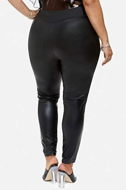 Fashion To Figure Women's Plus Size Amalia Faux Leather Leggings Black Size 2 - Image 2 of 4