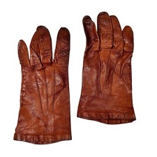 Vintage Women  s Brown Leather Gloves Small Petite 50s 60s