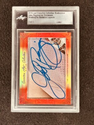 John Riggins Joe Theismann 2016 Leaf Masterpiece Cut Signature autograph 1/1 JSA