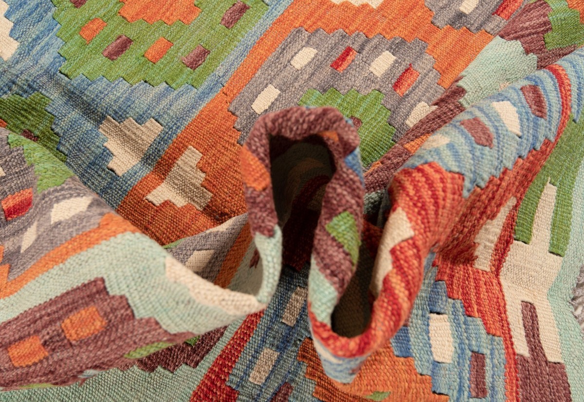 Tapis Coureur Oriental Kelim Afghan Tissé Main En Laine - 255 X 81 Cm, Gris, Motif Géométrique, Neuf