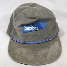 Vintage Elanco Sonalan Corduroy Hat Cap Gray Adult Strapback One Size Fits Most