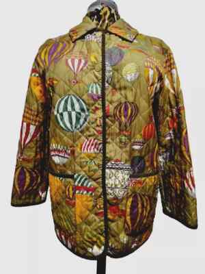 Como Sport by Cobra Womens Silk Cotton Blend Balloons Print Lined Jacket Italy M