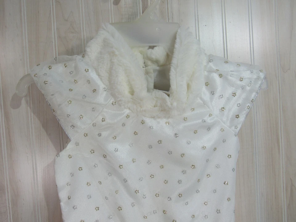 Платье для девочек Jona Michelle размер 6 цвет слоновой кости серебро золото блестящая сетка искусственный мех - Изображение 3 из 4