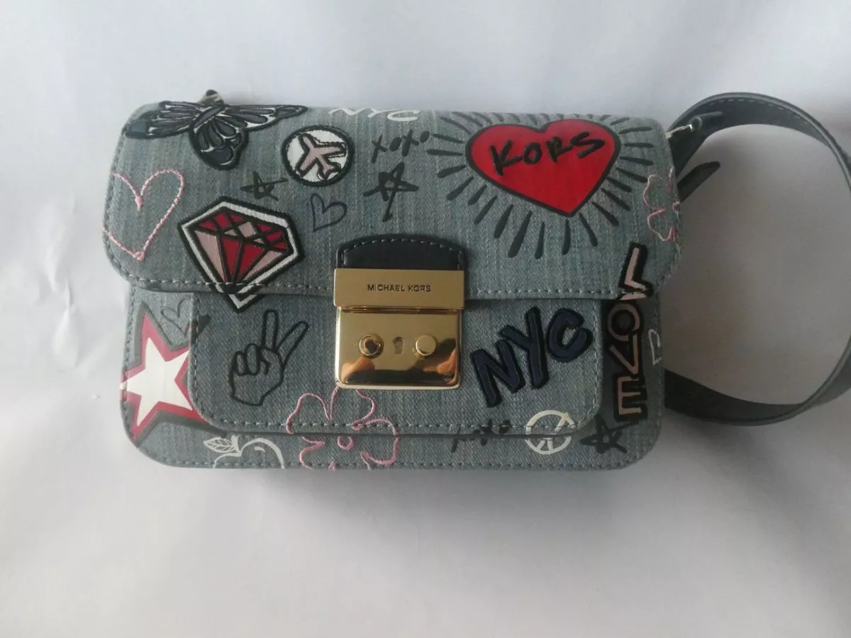 Michael kors sloan editor on sale embroidered denim shoulder bag