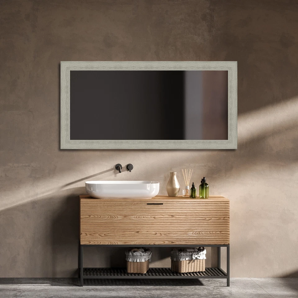 Espejo y Marco Hecho a Mano Espejo de Pared Veneciano Acabado Gris Estilo Moderno Foto 3 de 4