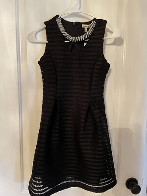 MONTEAU GIRLS BLACK  WITH  PEARL TRIM Prom Bridesmaid Party  Dress SZ M 10
