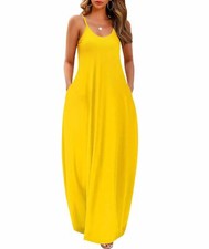 Womens 2024 Casual Sleeveless Sundress Plus Size Loose Plain Long Summer Beac...