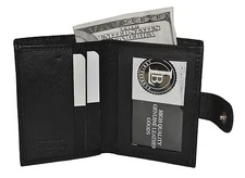 Leather Credit Card & ID Holder Slim Design Black Men's Wallet