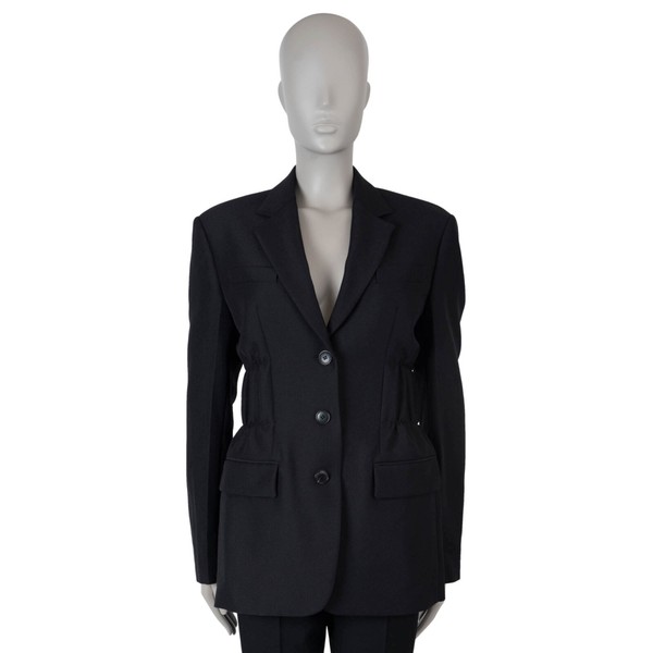 70675 Auth ALEXANDER MCQUEEN Black Wool 2020 CINCHED Blazer Jacket 8 M
