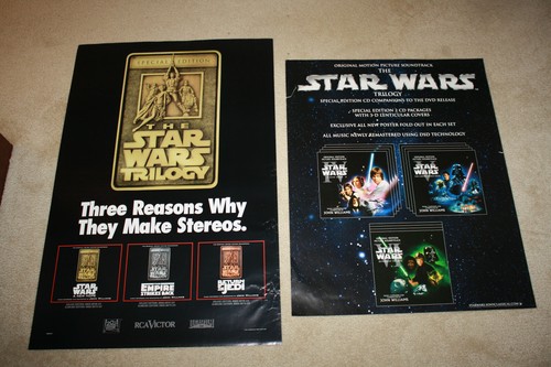 Lot d'affiches promotionnelles boutique de bandes sonores Star Wars Trilogy 20" x 30" & 24" x 36" R1216 - Photo 1 sur 4