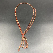 Beaded Red Bead And Seed/nut Natural Theme Necklace