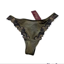 NWT Antinea Lisa Charmel snake skin print appliqué thong panties size XS