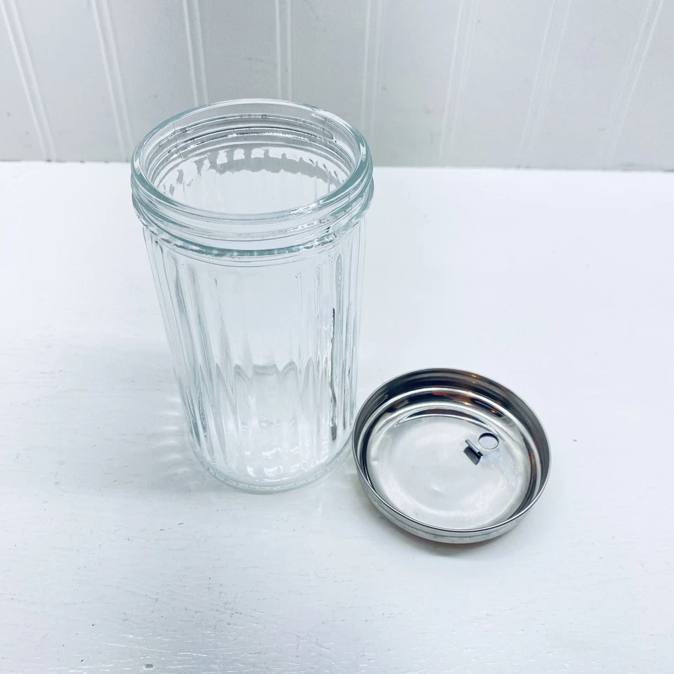 Dispensador de vidrio de azúcar con tapa de acero inoxidable anclaje vidrio transparente Foto 4 de 4