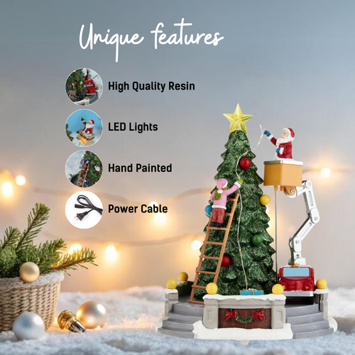 Santa Claus Lighted Musical Tabletop Christmas Village Ornament for Home Decor - Picture 4 of 6