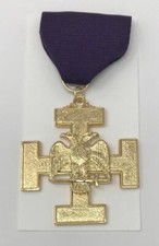 New Scottish Rite 32nd Degree Jewel in Gold Tone Purple Ribbon (Made in the USA)