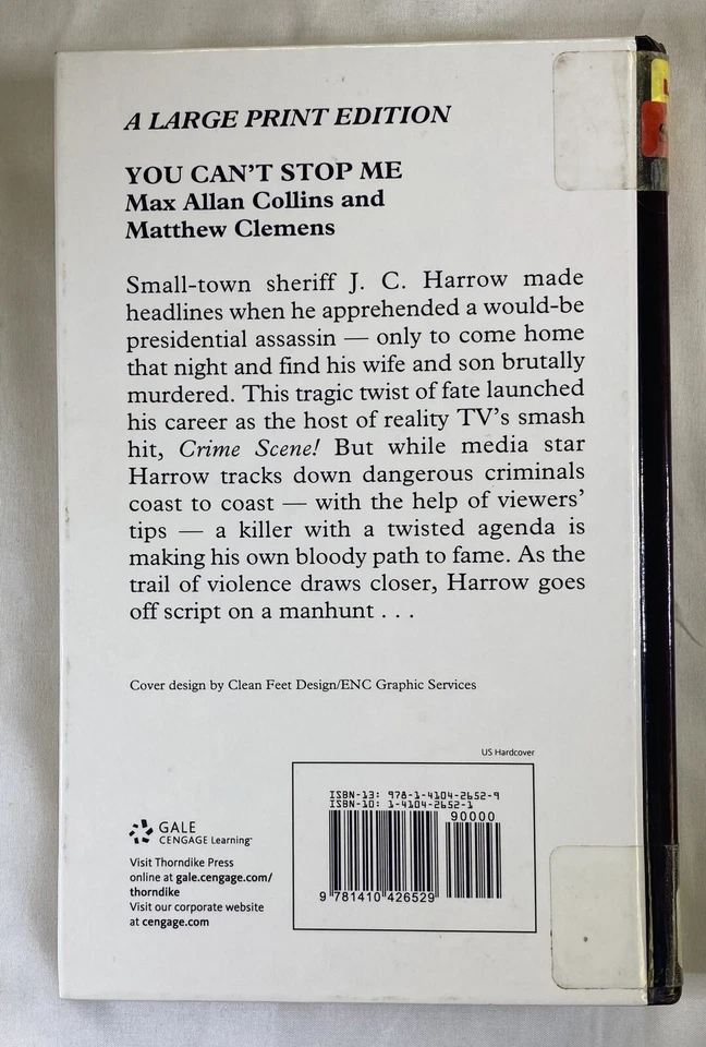 You Can't Stop Me Collins, Max Allan; Clemens, Matthew Ex Library Large Print HC - Image 2 of 4
