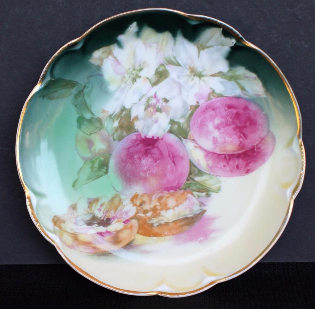 Antique JHR Bavaria Germany Hand Painted CHARLOTTE PEACH & FLOWERS